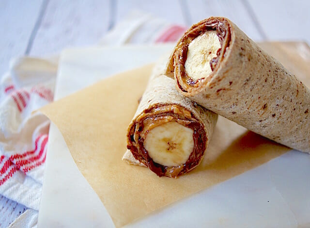 Chocolate Banana Peanut Butter Wrap, quick and healthy breakfast ideas