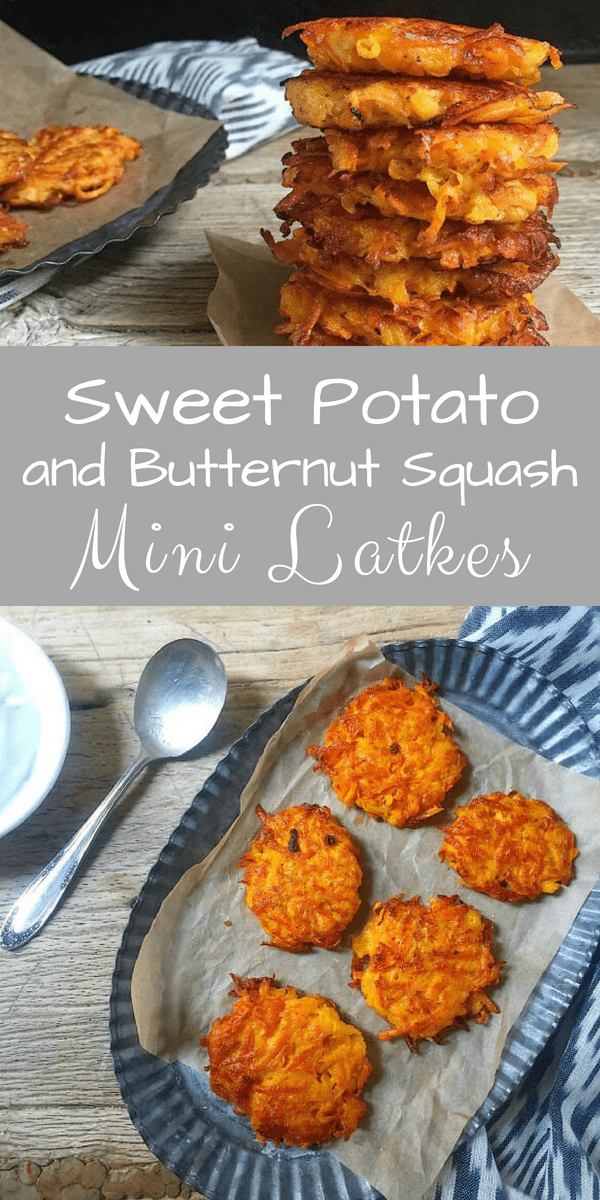 Pretty and Good-for-You Butternut Squash and Sweet Potato Latkes