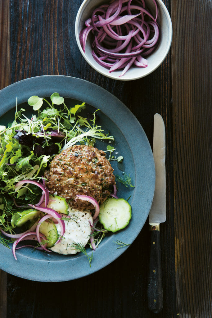 Lamb sliders with yogurt sauce