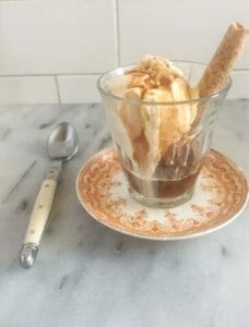 glass with affogato and cookie