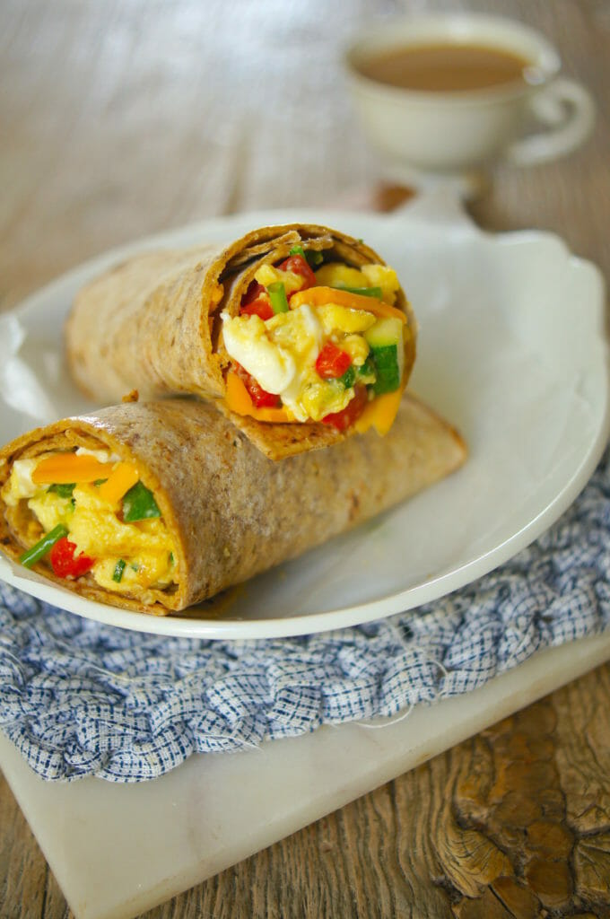 Breakfast Egg and Vegetable Wrap in Whole-Wheat Flatbread - Mom's Kitchen Handbook