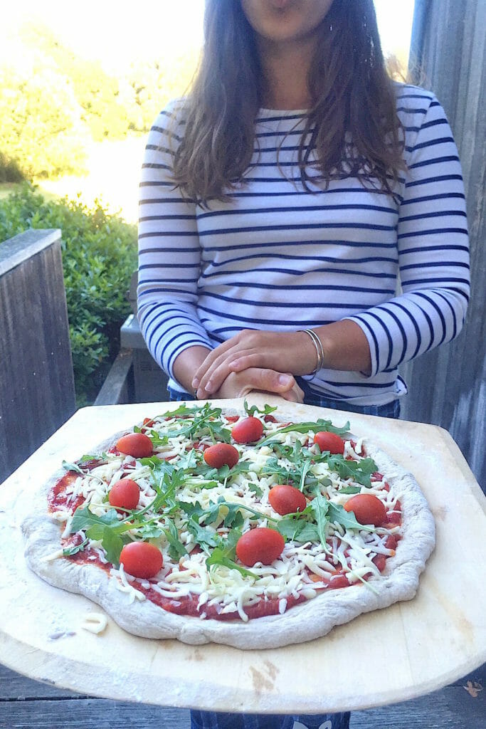 Pizza headed for the grill