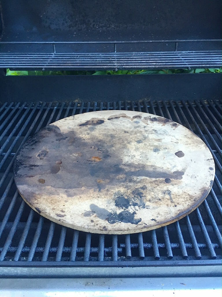 Pizza stone on a grill