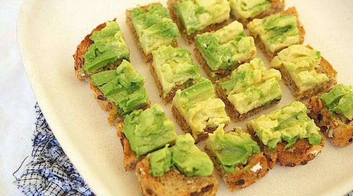 avocado toast cut into small pieces
