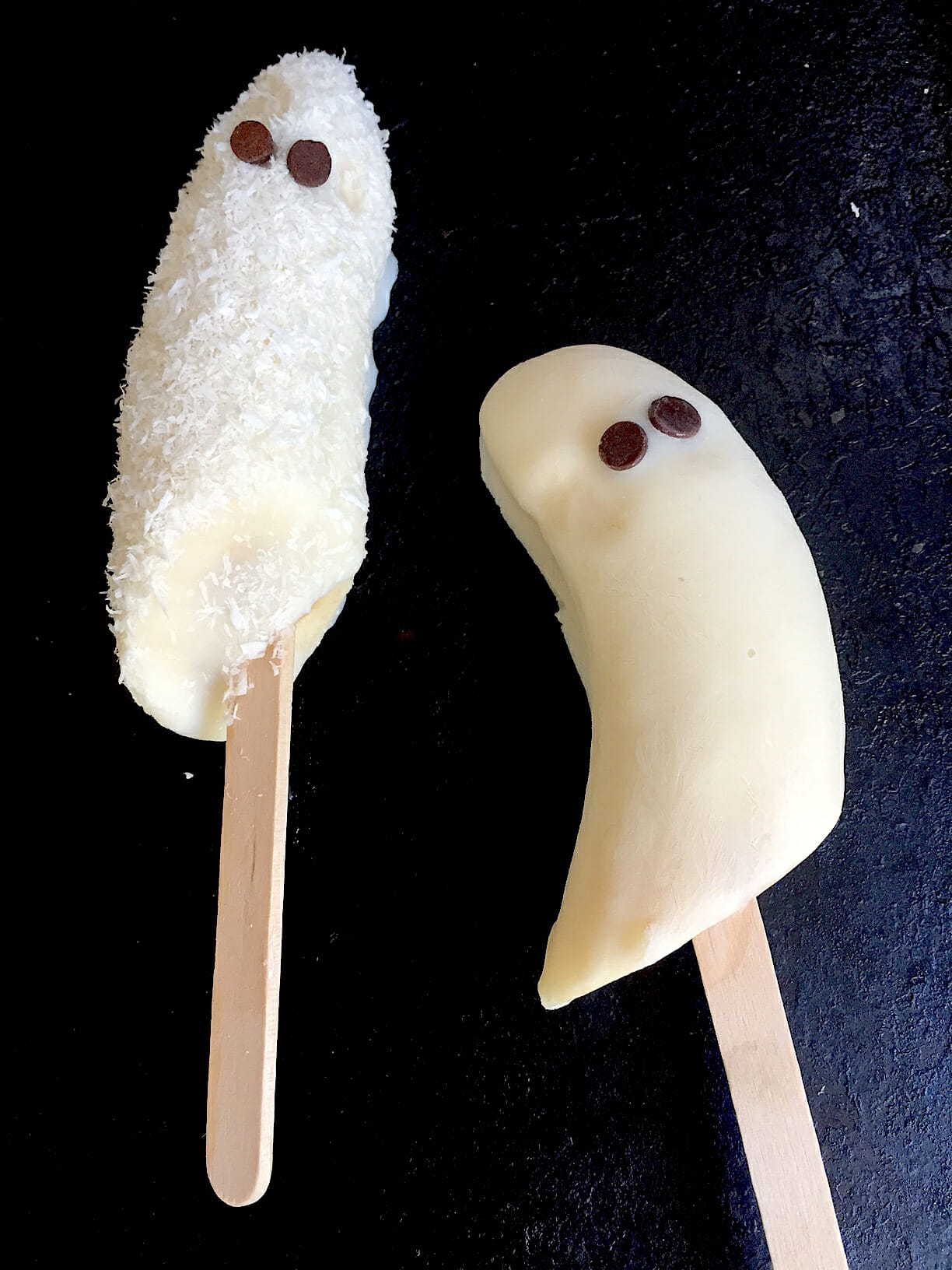 Two Banana ghost pops