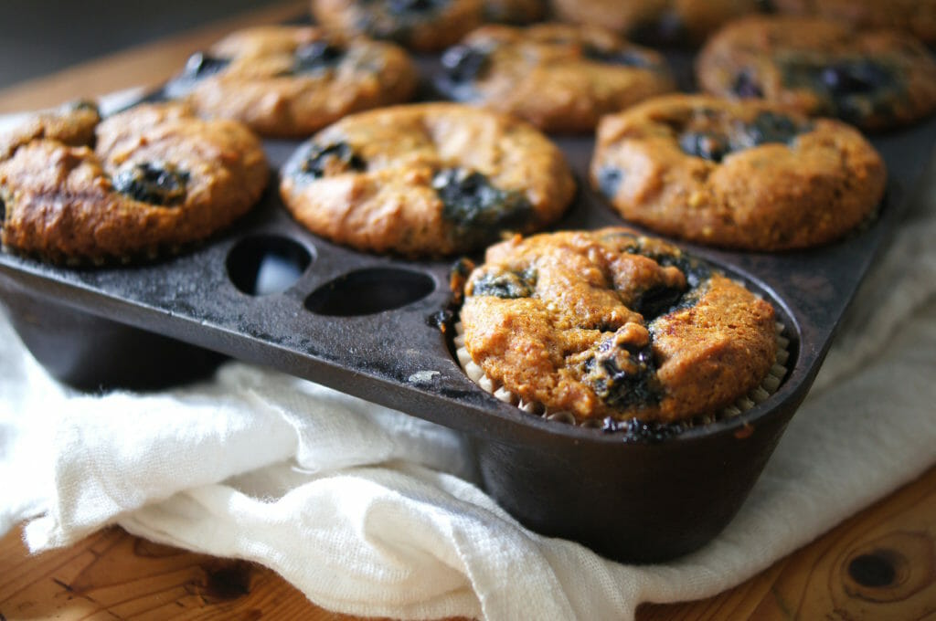 pumpkin spice blueberry muffins