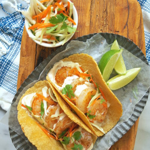 Baja Shrimp Taco Recipe with Chipotle Lime Crema