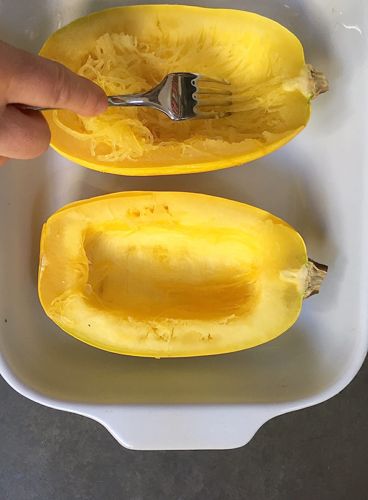 Using a fork to shred squash