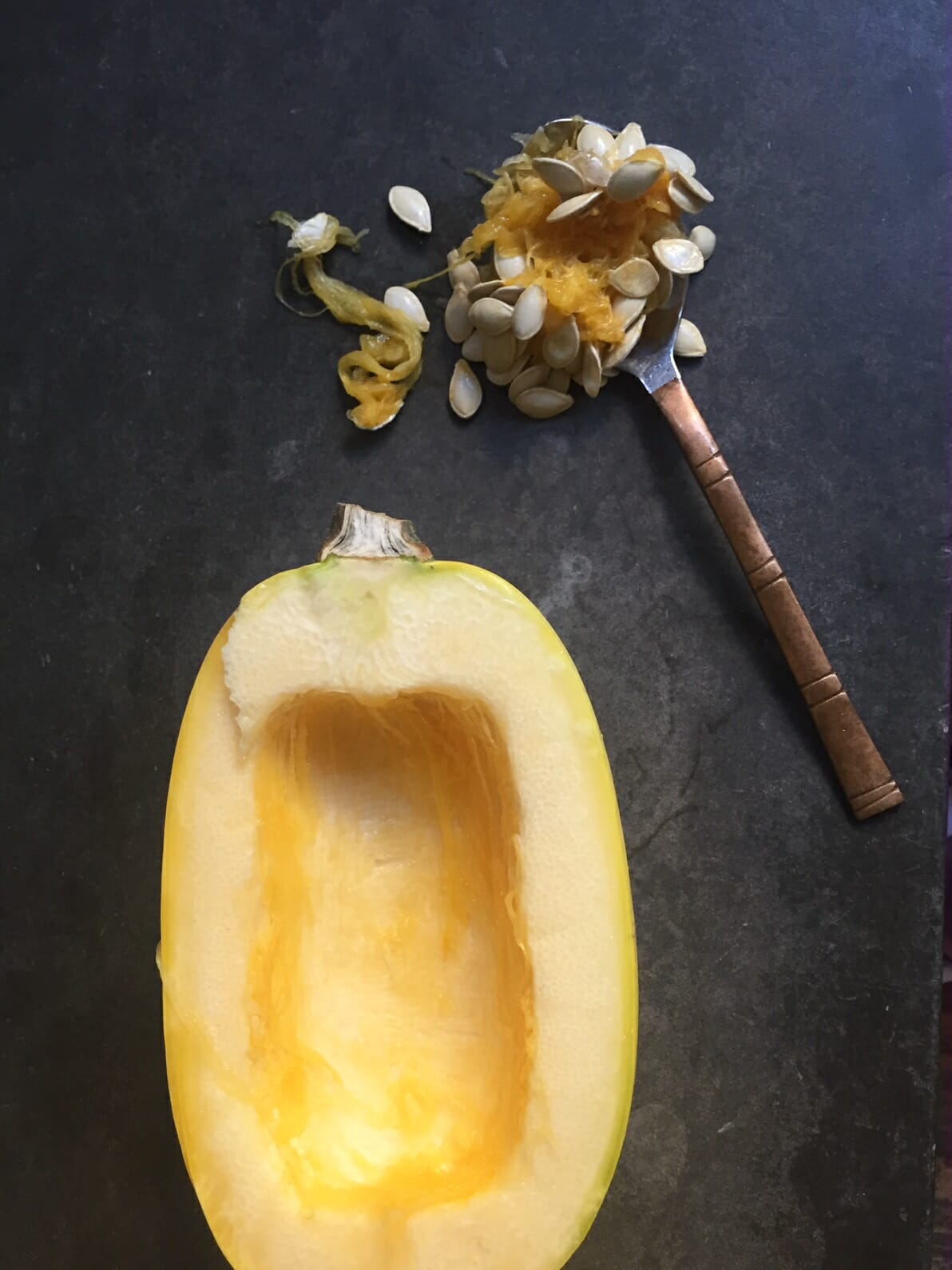 Removing the seeds from a squash