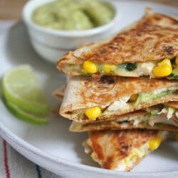 Chicken and vegetable quesadillas