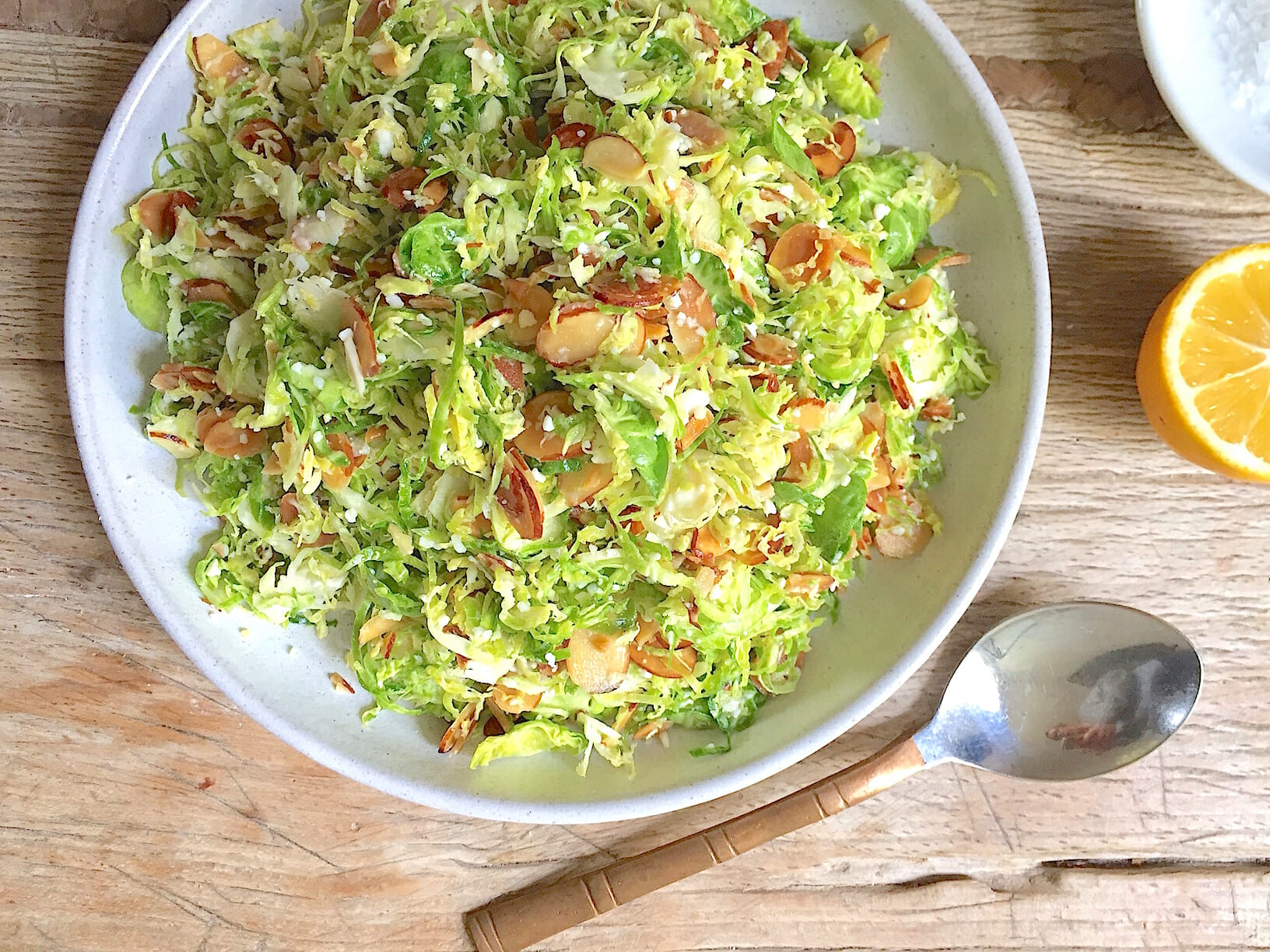 Shaved Brussels Sprouts Salad with Lemon and Pecorino - Mom’s Kitchen Handbook