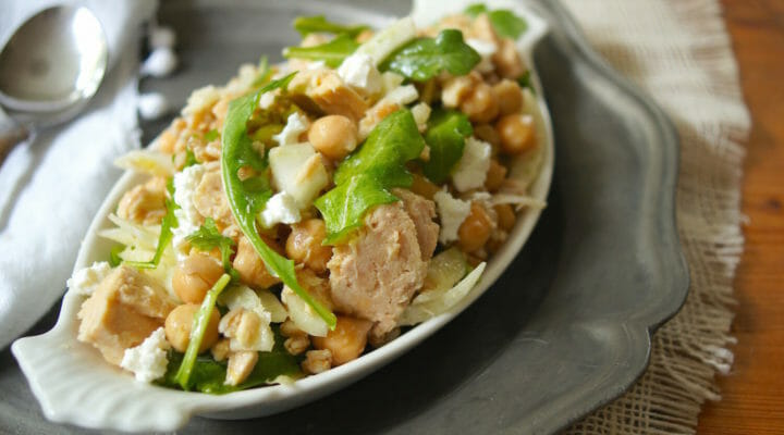 tuna, chickpea, farro salad