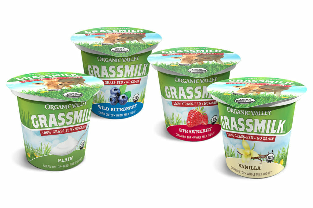 a variety of grass milk yogurt, a healthy store bought snack