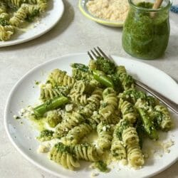 plate of pasta with pesto