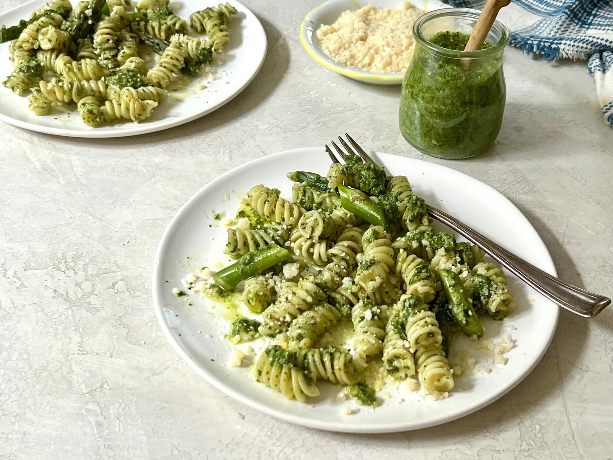 Basil Mint Pesto Pasta with Asparagus and Peas Mom's Kitchen Handbook