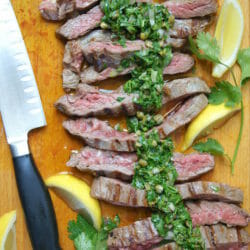 Skirt steak with salsa verde