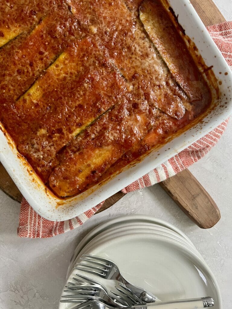 Cheesy tofu zucchini lasagna