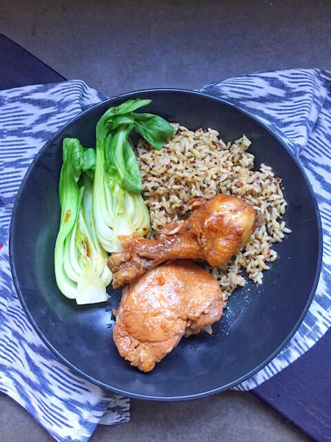 Umami chicken with bok choy and rice