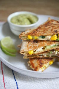 Chicken and vegetable quesadillas
