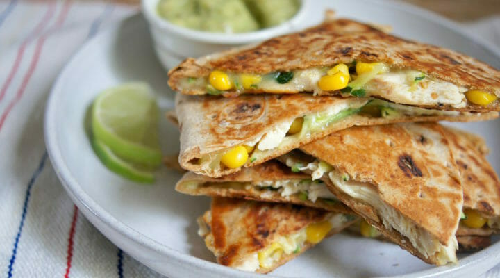 This image has an empty alt attribute; its file name is Chicken-and-Veggie-Quesadillas-4-720x400.jpg