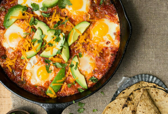 weekend huevos rancheros in a skillet