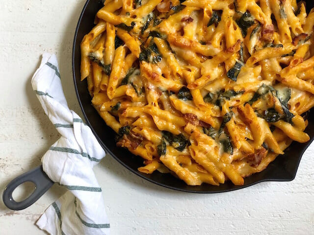 healthy baked pumpkin pasta with kale