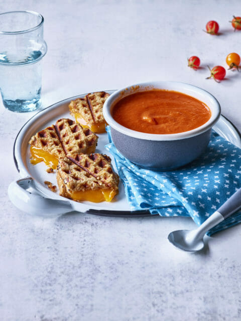 Tomato Soup and Waffle Iron Grilled Cheese - Mom’s Kitchen Handbook