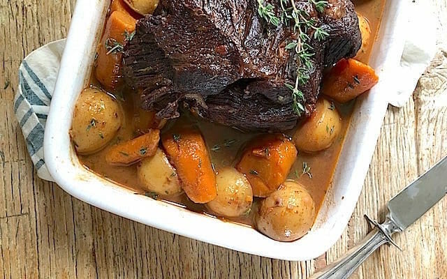 pot roast in a pan