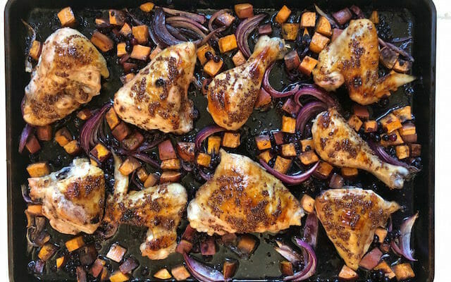 wild blueberry balsamic sheet pan chicken