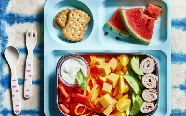 Bento lunch with tips to teach kids to pack their own lunch