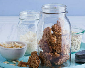 jar of coconut granola bark