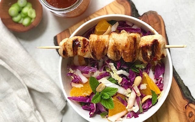 Salad with Chicken Skewers