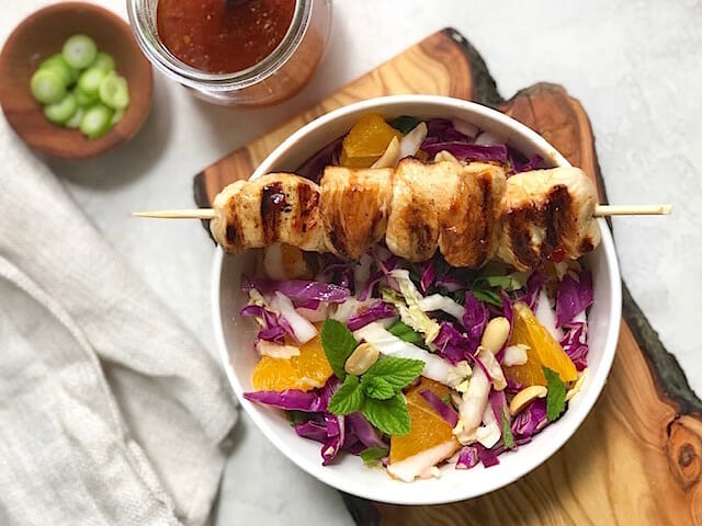 Salad with Chicken Skewers