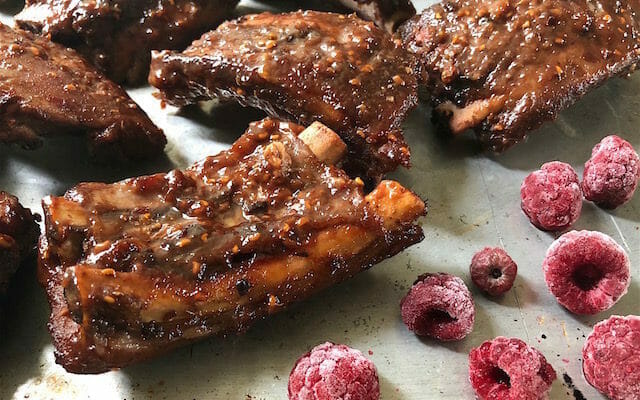 Instant Pot Ribs with chipotle raspberry sauce 