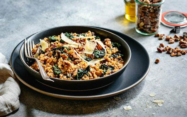 farro risotto with mushrooms