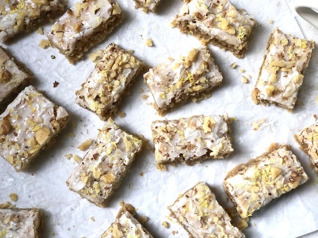 Lemon Coconut Walnut Bars