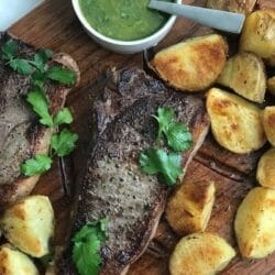 skillet steak with cilantro chimichurri