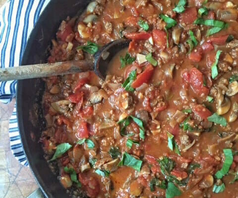 meat and mushroom marinara