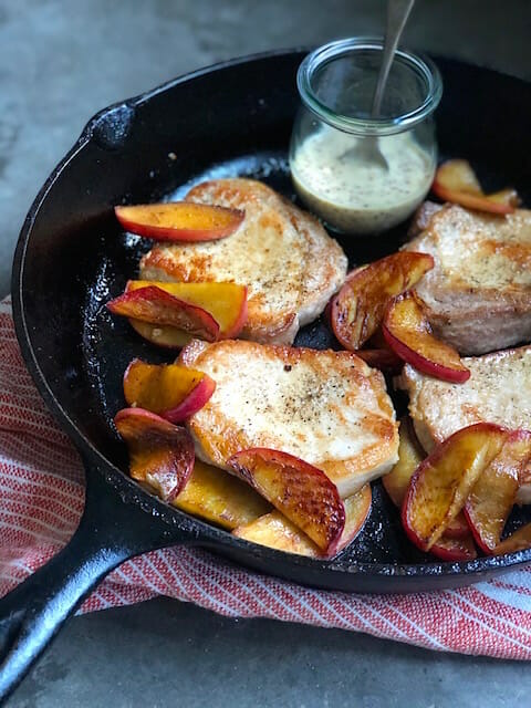 Pan of Easy Pork Chops with Apples