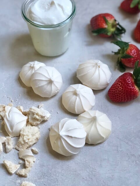 Meringues and whipped cream for Easy Eton Mess