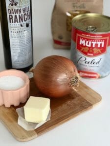 Ingredients for Marcella Hazan's Simple Tomato Sauce for Pasta