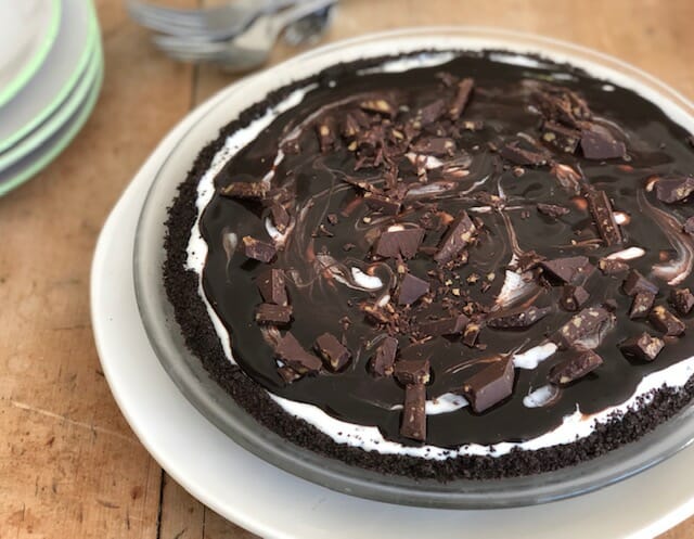 Easy Ice Cream Pie with Chocolate Crust and Toffee Bits