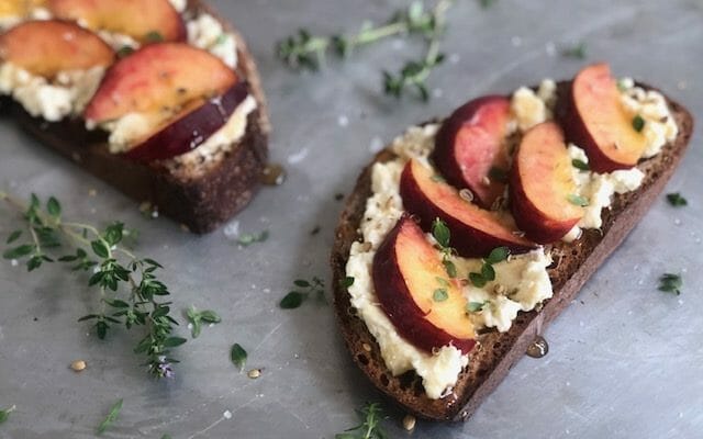 peach and ricotta toast