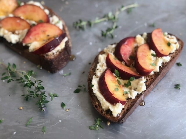 peach and ricotta toast