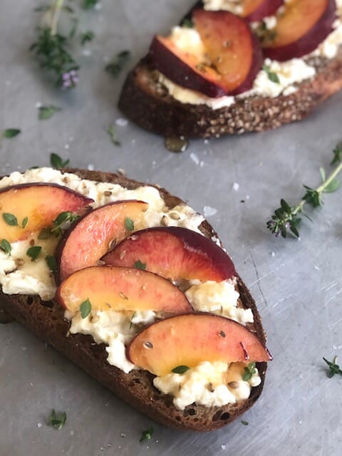 Peach and ricotta toast