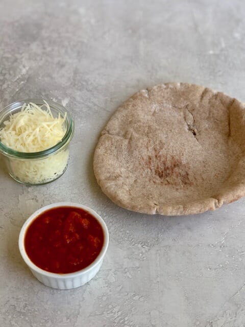 easy pita pizza, a 3-ingredient lunch