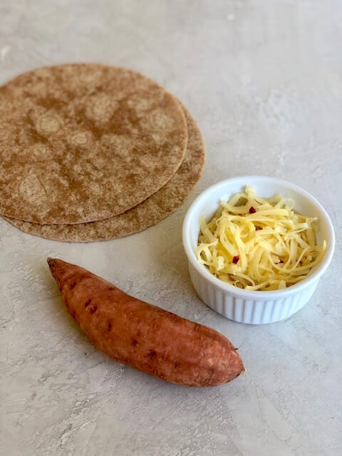 ingredients for sweet potato quesadilla