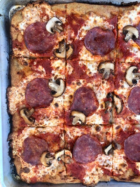 Sheet Pan Pizza Recipe (With Pepperoni and Mushrooms)