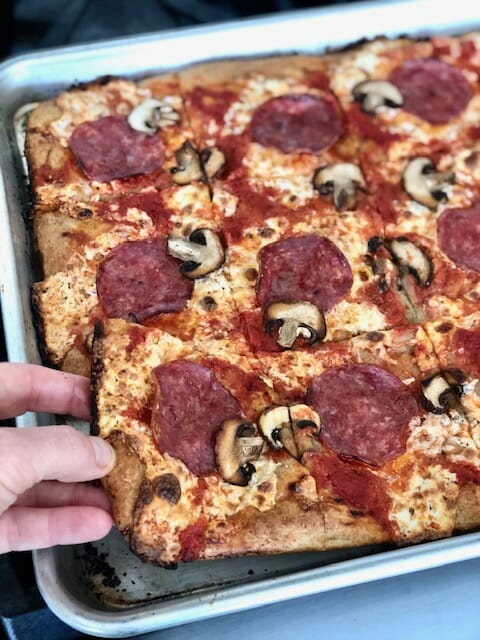 Grandma's Cheese Sheet Pan Pizza