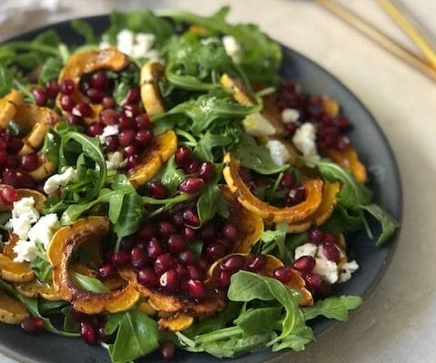 Arugula, Delicata Squash, and Pomegranate Salad